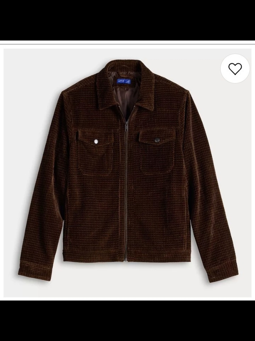 Apt. 9 Dark Brown Corduroy Zip Jacket